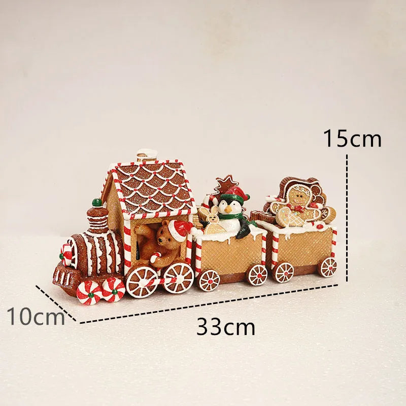 Figura de tren navideño de resina para decoración del hogar