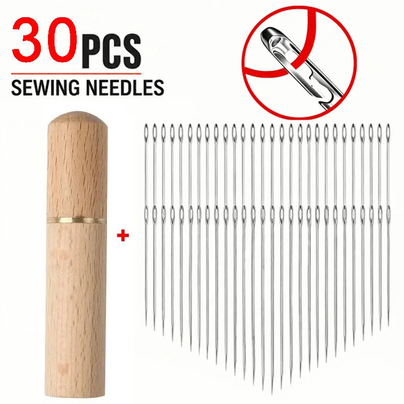 60/30 Agujas de coser de acero inoxidable con orificio grande para enhebrar