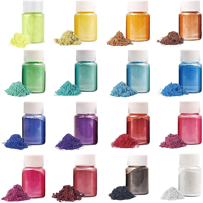 Juego de polvos de mica natural de 24 colores: pigmento de 10 g/botella para Resina Epoxi, Jabón, Velas, Joyería Artesanal