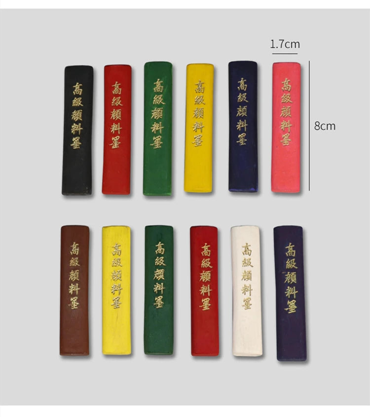 Barras de tinta de pigmento de Color, bloques de tinta de pintura china 12 uds.