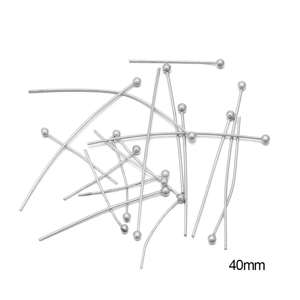 100/50 Uds. Cabezas de acero inoxidable, de cabeza plana, de bola de Color dorado para accesorios de joyería