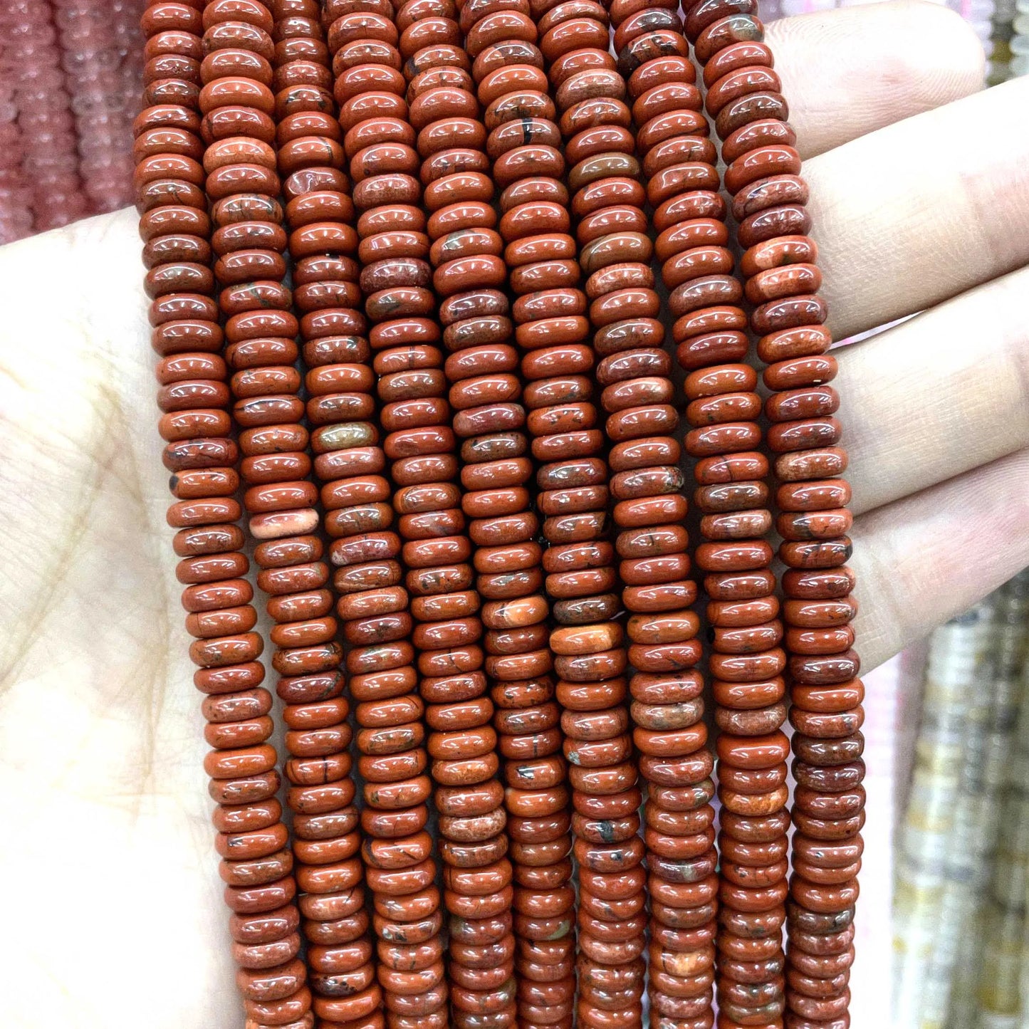 Rondelle de piedra Natural de 2x6mm, turquesas, cuarzo, jaspe, ágatas, mostacillas redondas, planas