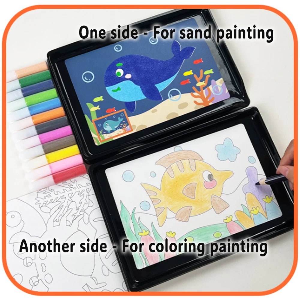 Juego de pintura de arena mágica para niños, juguetes de dibujo