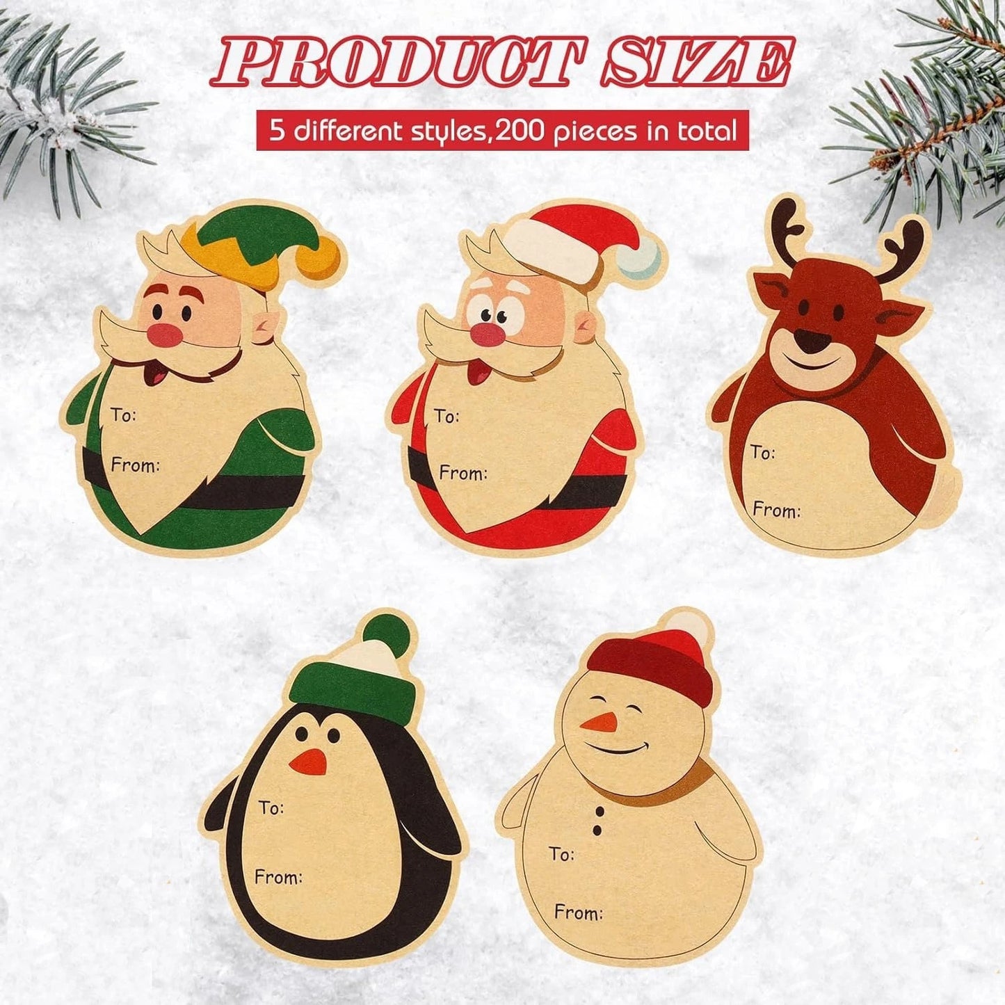 Rollo de etiquetas para regalo de Navidad, pegatinas adhesivas de Navidad, 200 stickers