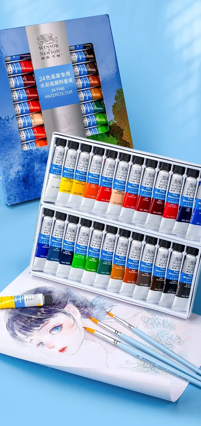 Winsor & Newton-Juego de acuarela fina, 12/18/24/36 colores, tubos de 10ml