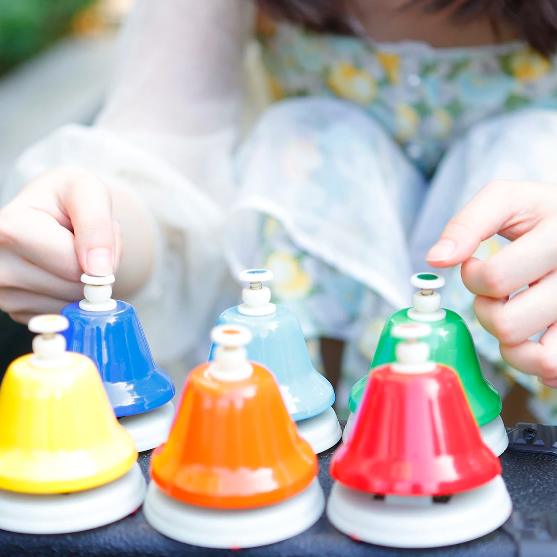 Juego de Instrumentos Musicales Orff, Campana de Mano de 8 Notas Coloridas para Niños.