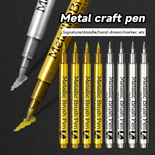 Juego de rotuladores metálicos de 1a 3 piezas, rotuladores de pintura, oro, plata y blanco, marcadores de arte permanente