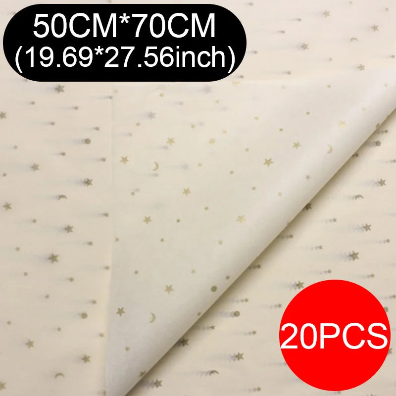 20 unids/lote 50x70cm, oro negro blanco Multicolor papel tisú para envolver regalos