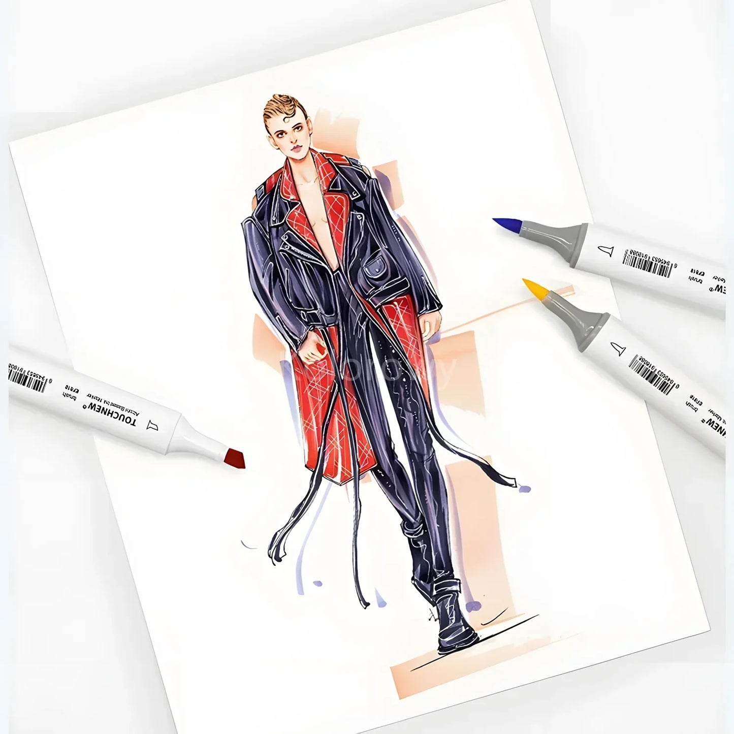 Rotuladores de doble punta suave, TOUCHNEW 30/60/80 colores con punta pincel y cincel para artistas adultos