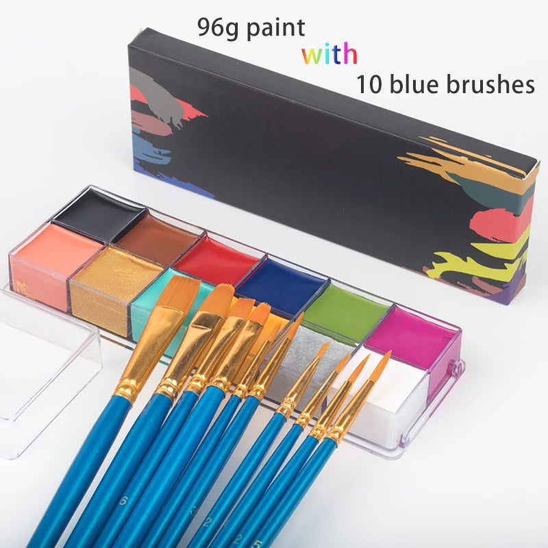 Kit de pintura con pinceles para niños y adultos, maquillaje corporal, arte corporal, ingrediente seguro, 12/20 colores