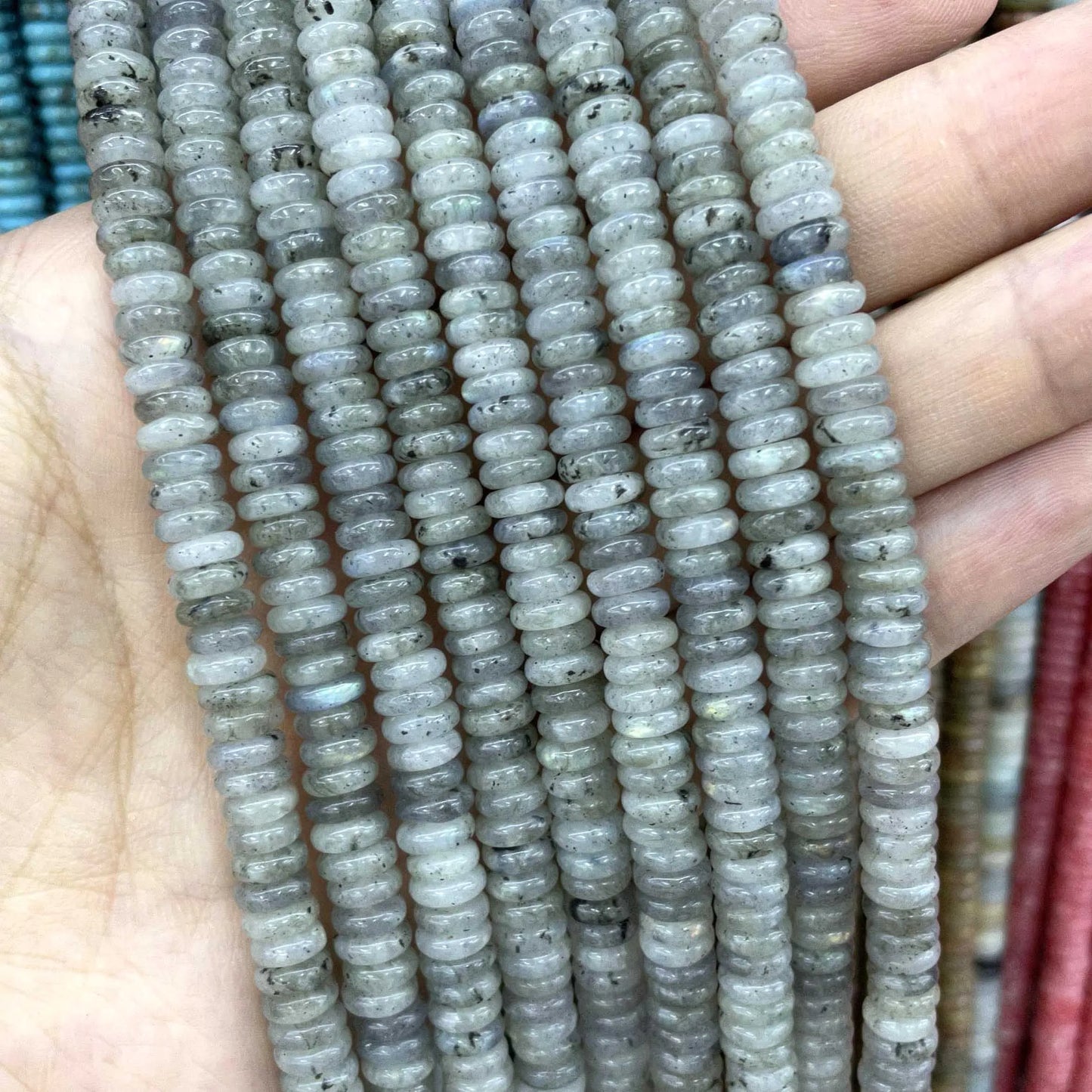 Rondelle de piedra Natural de 2x6mm, turquesas, cuarzo, jaspe, ágatas, mostacillas redondas, planas