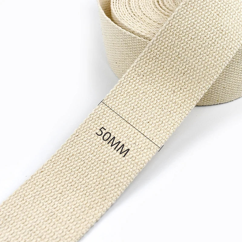 Huinchas de algodón de lona beige de 10 metros, 15-38mm