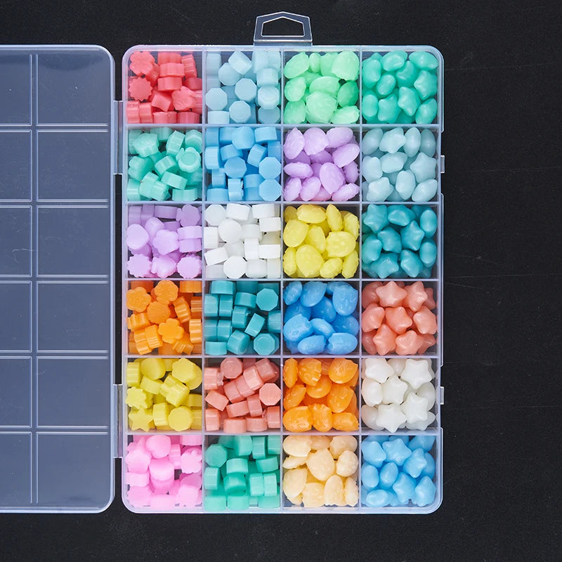 Cajas de cera mezclada de 4 formas, para sellos,  24 tipos