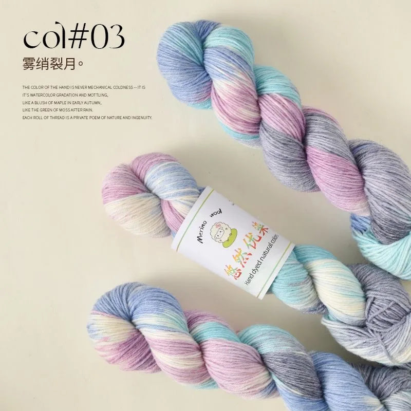 1 rollo de 100g/rollo de lana Merino colorido,  tejido de arcoíris para bebé