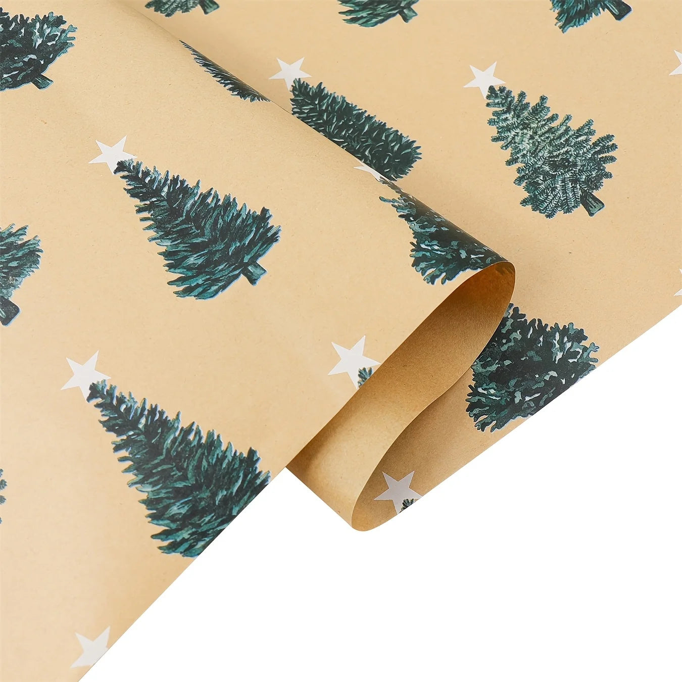 Papel de regalo navideño verde festivo con estampado de árbol, 17 x 118,1 pulgadas,  (43,18 x 299.974 cm)