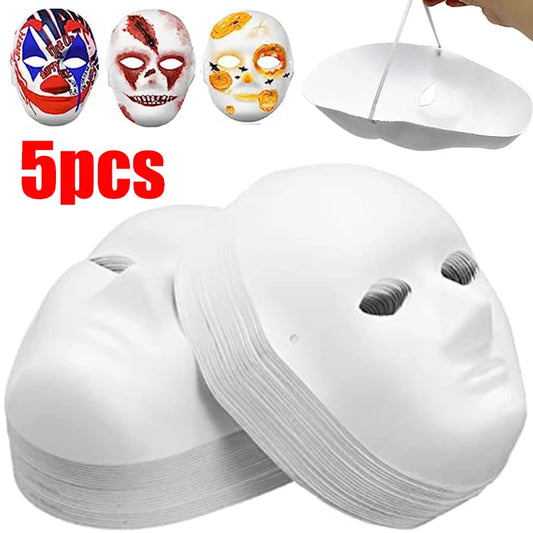 5 unids. máscara de Cosplay para pintar, máscaras de papel de cara blanca para Halloween.