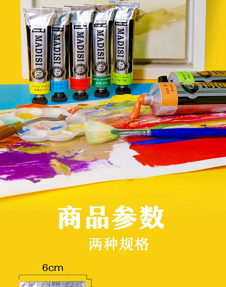 Pintura al óleo de un solo tubo de 170ML, pintura opaca multicolor de alta cobertura, pintura profesional, boceto, pigmento de secado rápido