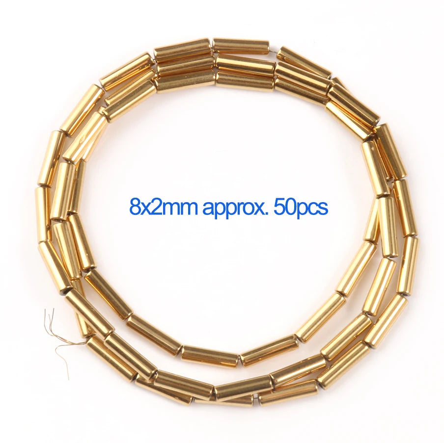 Mostacillas de hematita chapadas en oro Natural para fabricación de joyería