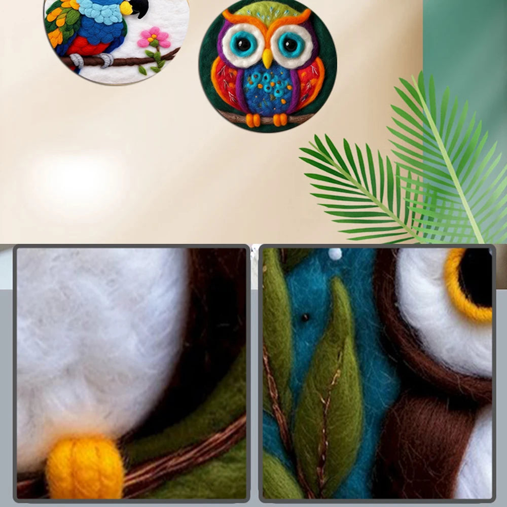 Juego de fieltro de lana artesanal, bordado de animales