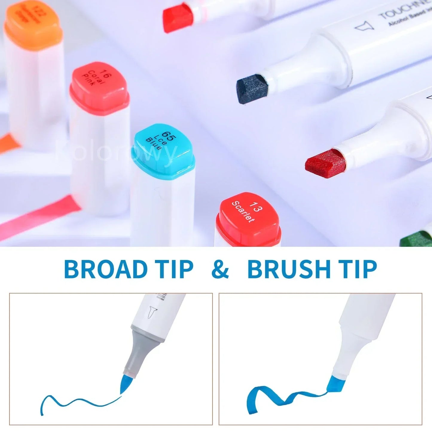 Rotuladores de doble punta suave, TOUCHNEW 30/60/80 colores con punta pincel y cincel para artistas adultos