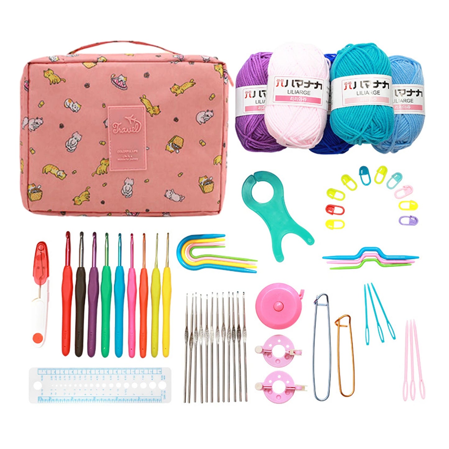 Kit de crochet con bolsa de almacenamiento