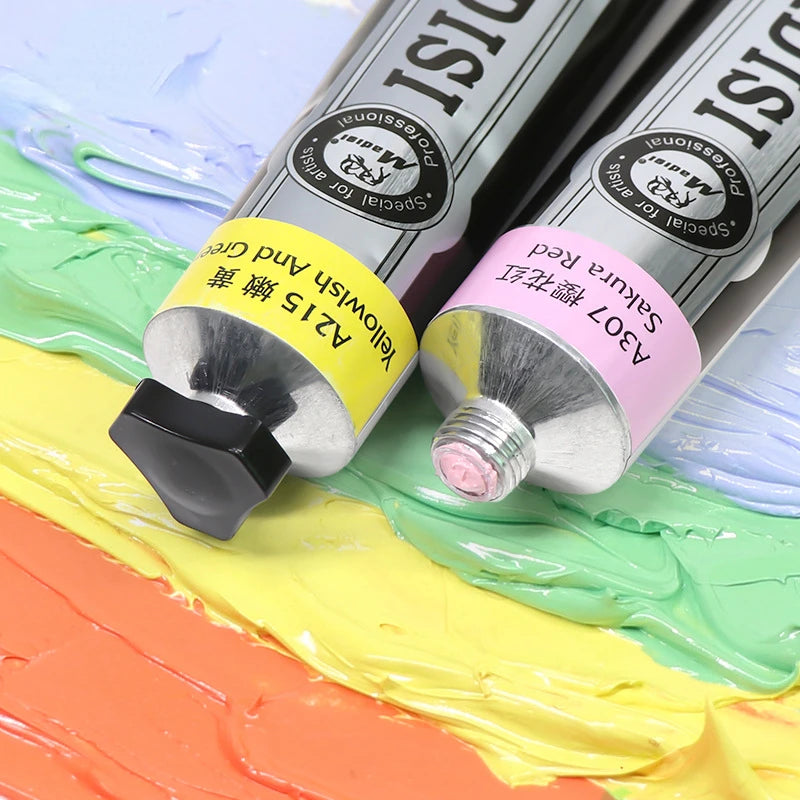 Pintura al óleo de un solo tubo de 170ML, pintura opaca multicolor de alta cobertura, pintura profesional, boceto, pigmento de secado rápido