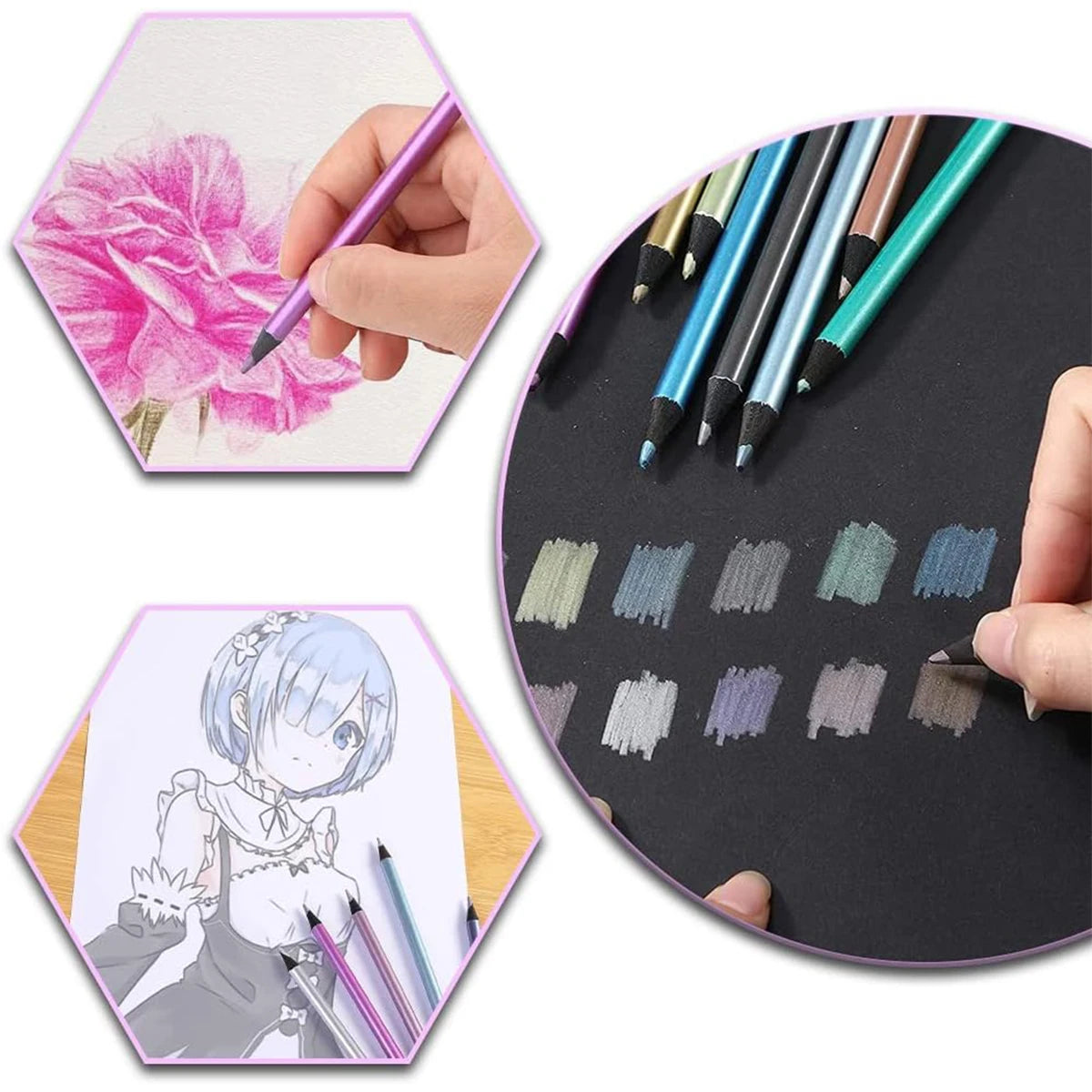 Lápiz metálico de 12 colores, para bocetos, pintura, juego de 12 Uds.