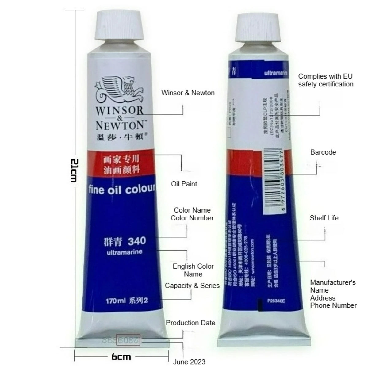 WINSOR & NEWTON-pintura al óleo de 170ml., tamaño grande