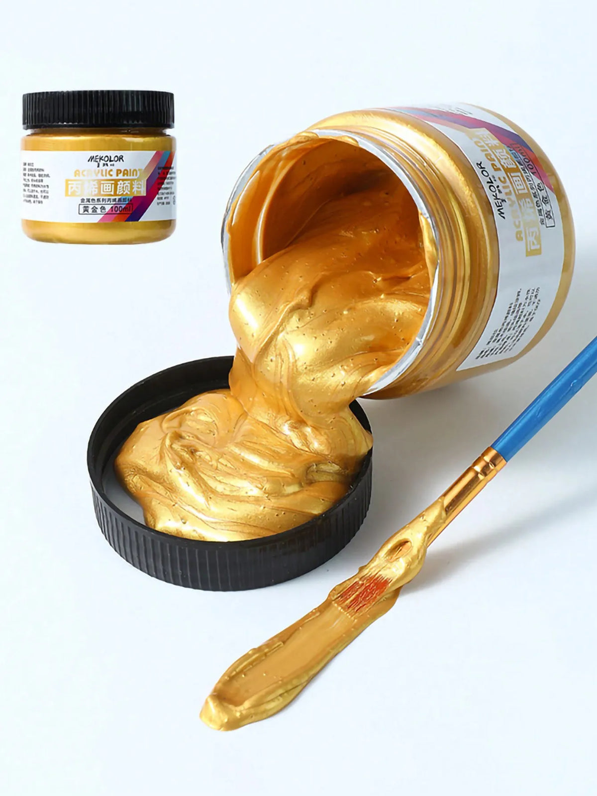 1 unidad de pintura acrílica de 100ml, en colores metalizados (oro, plata, cobre)