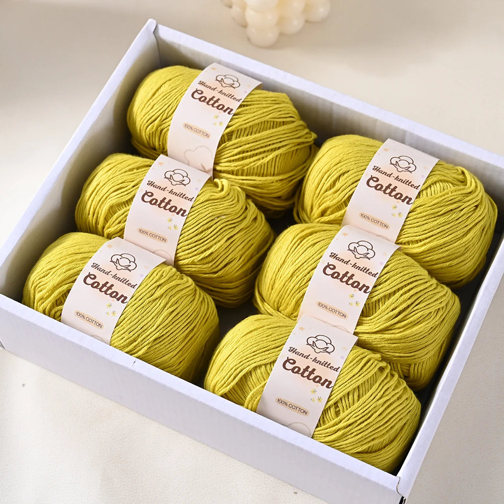 6 bolas de hilo de algodón puro de 300 g, hilo suave multicolor