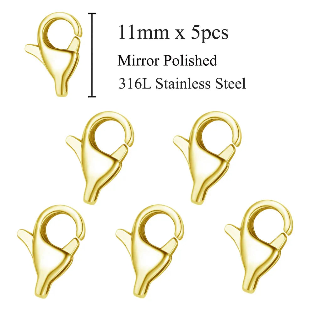 5 unids/lote de cierre de langosta rectangular de acero inoxidable de joyería para hacer collares y pulseras