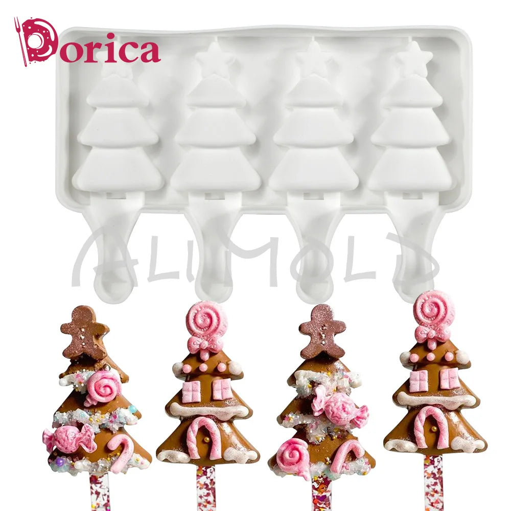 Molde de silicona para helado, herramienta reutilizable para Mousse, Chocolate, congelador, bandeja, 4 celdas