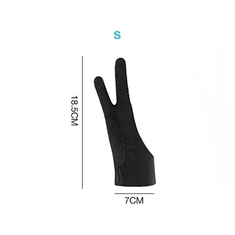 Guante de dibujo, guantes anti táctil de dos dedos, protector contra manchas, pintura