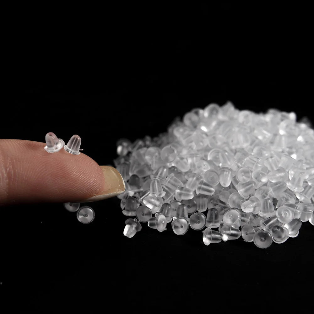 500 a 2000 Uds. Tapones de goma traseros para pendientes, de silicona, redondos