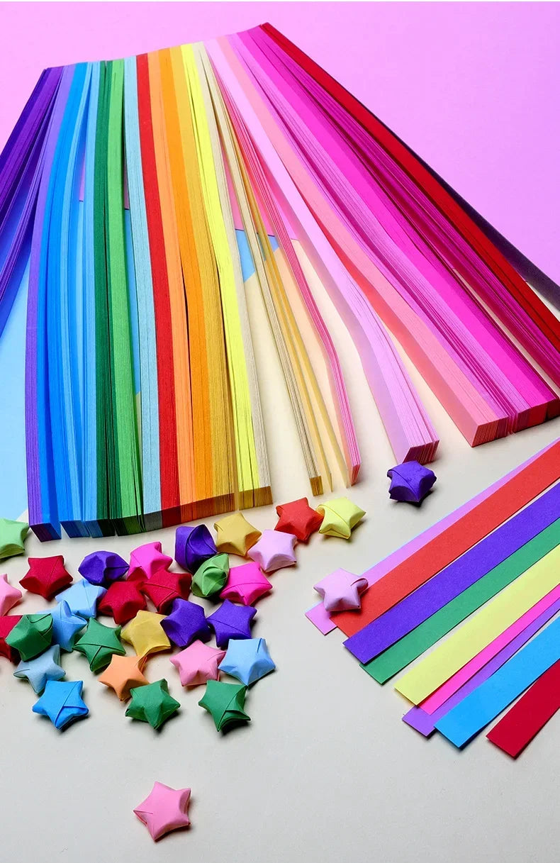 Surtido de papel de Origami de estrella de 540 hojas, estrella colorida de doble cara, manualidades plegables