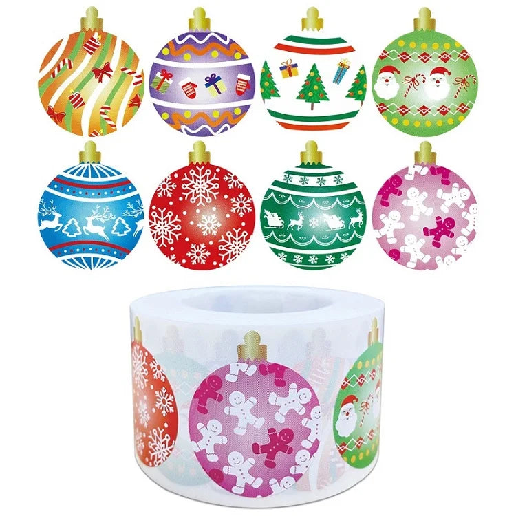 Etiquetas stickers adhesivas con sello de tema navideño, 100-500 Uds.