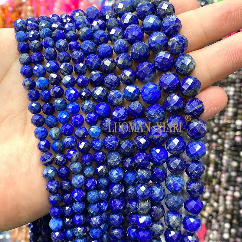 Piedra Natural redonda facetada AAA, mostacillas espaciadoras sueltas para fabricación de joyería