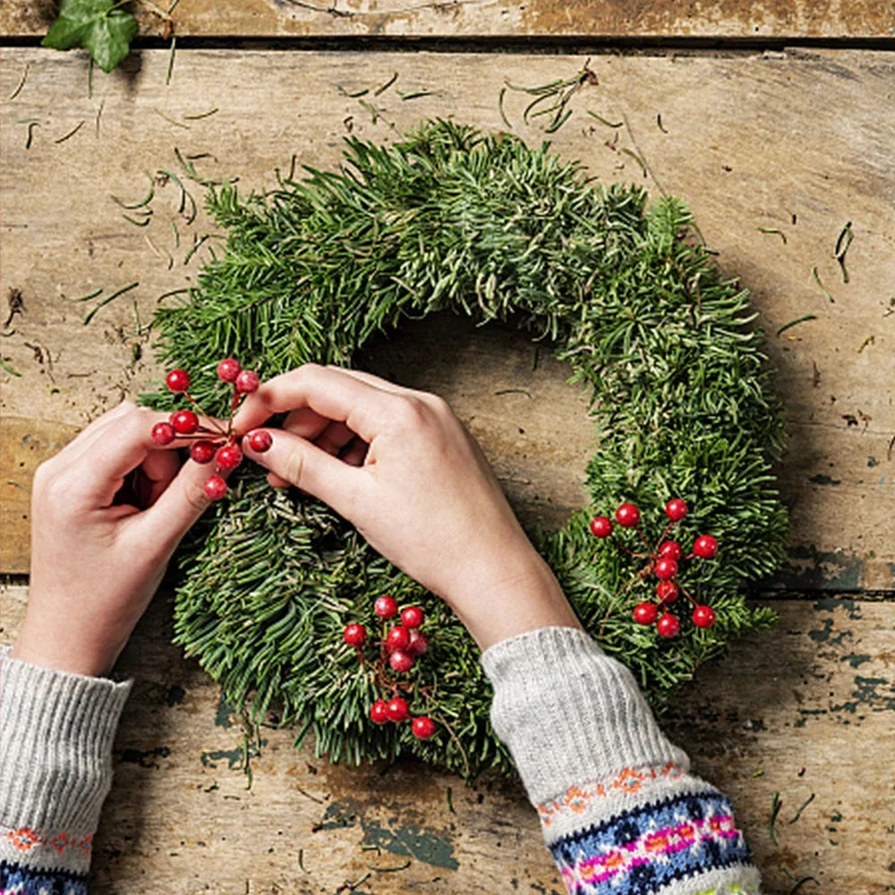 Bayas rojas para decoración de árbol de Navidad, 50/1000 piezas