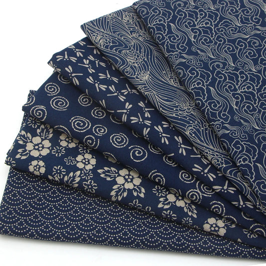 Telas de algodón puro azul marino de 110CM de ancho