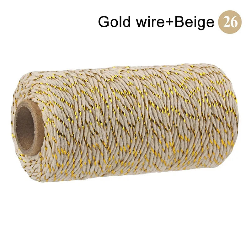 Cuerda de macramé de algodón para manualidades, cordón colorido de 100M y 2mm