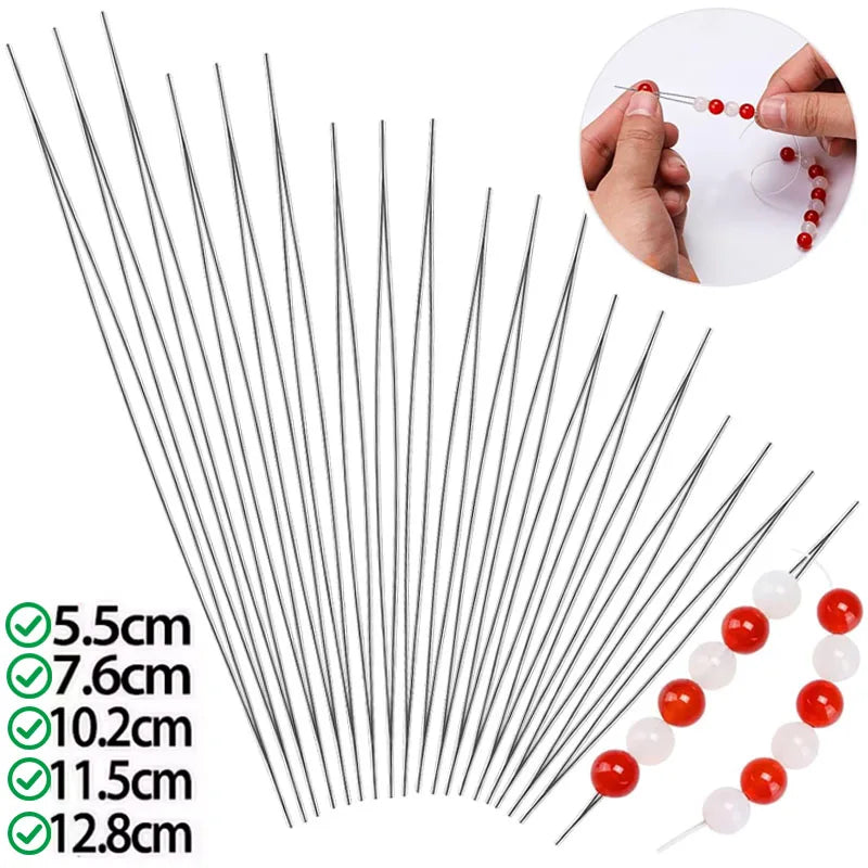 Agujas para joyería con mostacillas, herramientas de fabricación de joyas, 5/50 Uds.