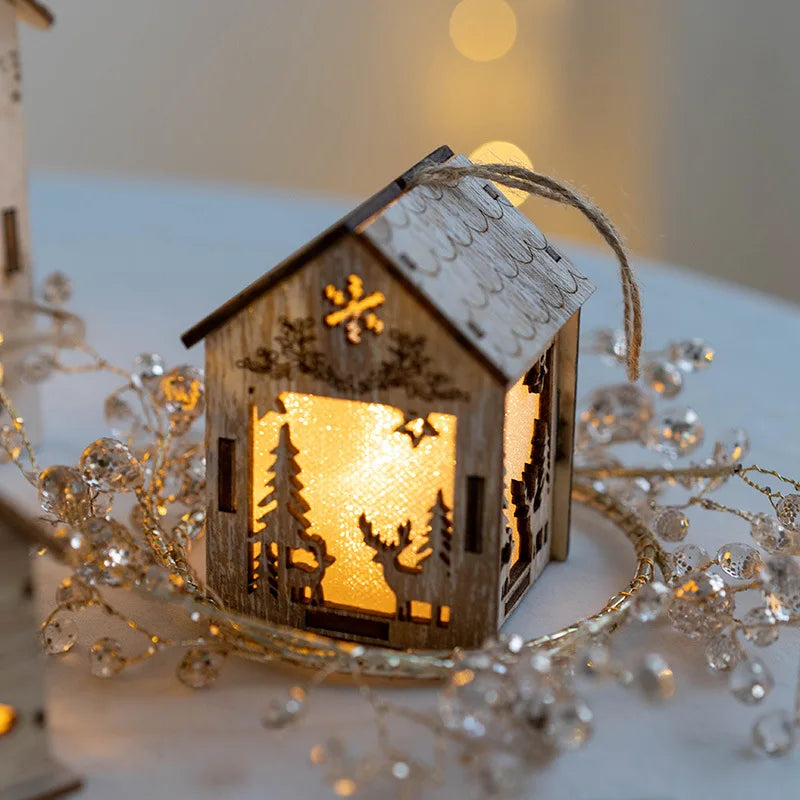 Casa de madera luminosa con Luz LED de Navidad