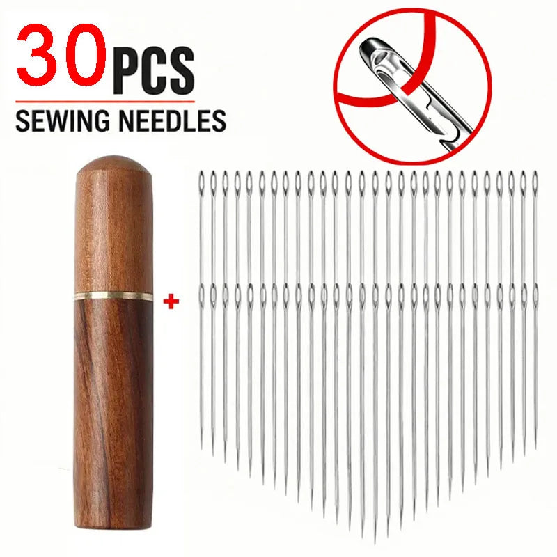 60/30 Agujas de coser de acero inoxidable con orificio grande para enhebrar