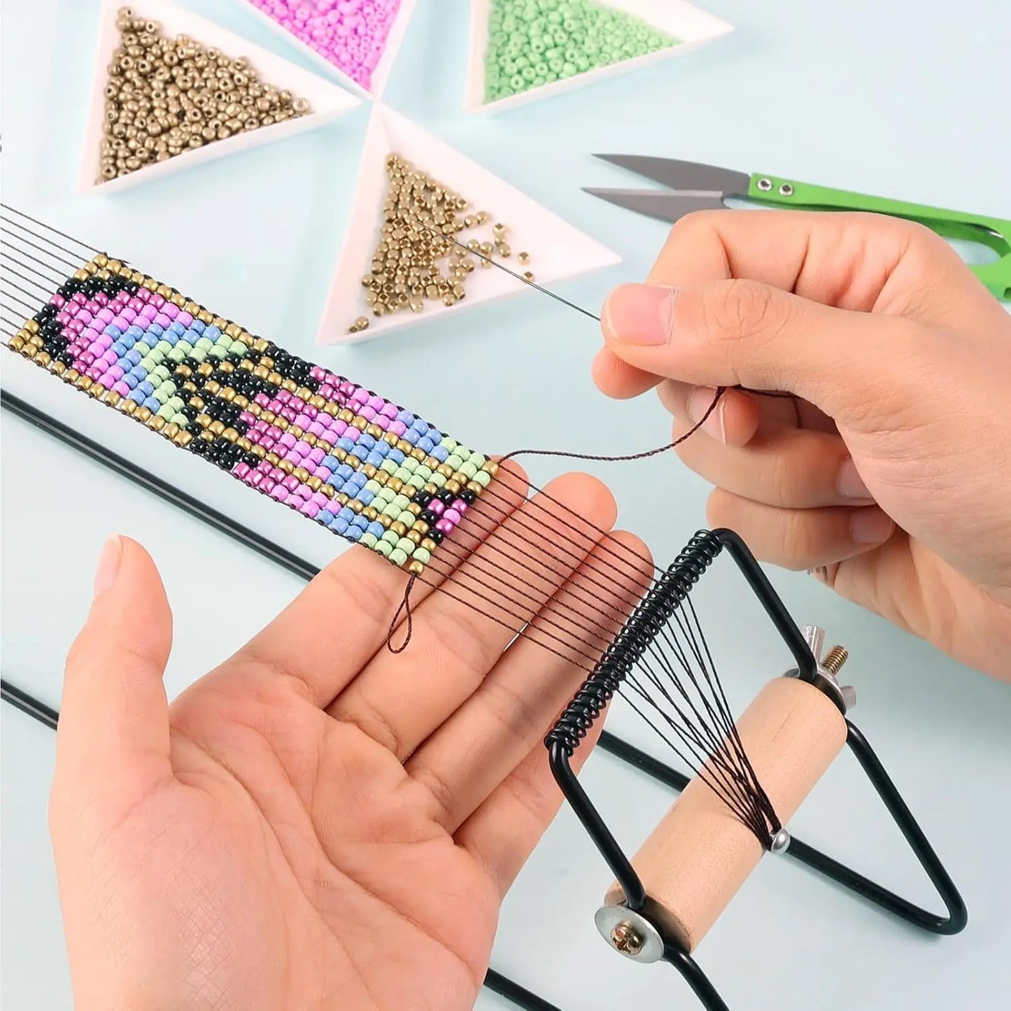 Kit de telar de mostacillas para joyería, pulseras, pendientes, collares