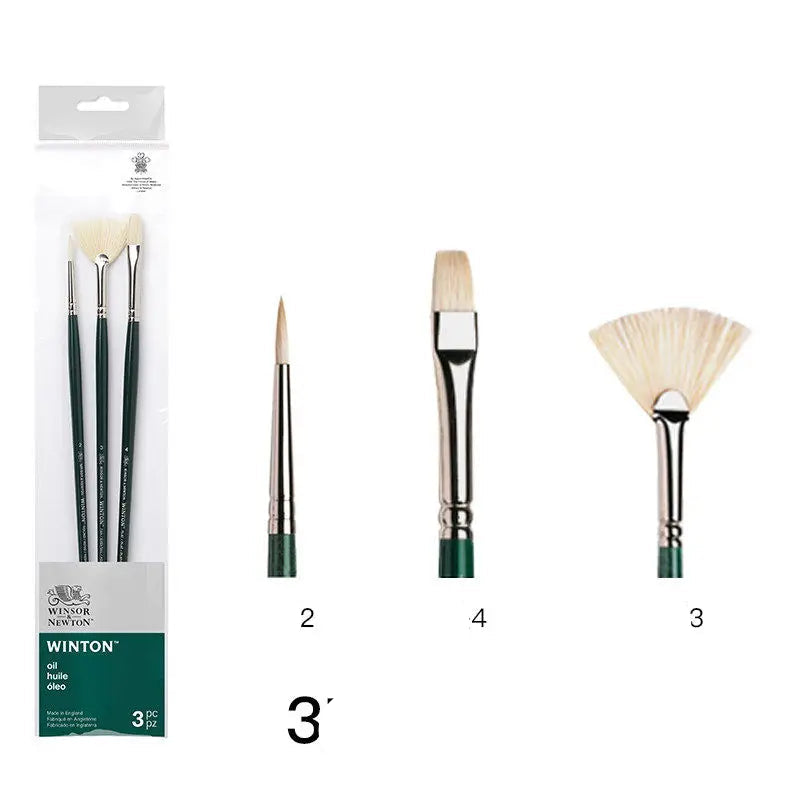 Juego de Pinceles para Óleo Winsor & Newton - Pinceles Planos y en Forma de Abanico, de Cerda de Cerdo