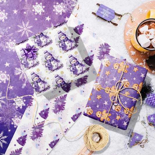 12 hojas de papel de regalo navideño