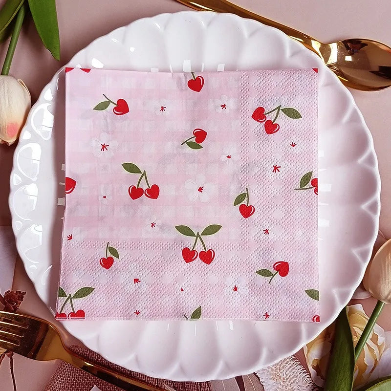 Paquete de 20 Servilletas de Papel con Estampado de Frutas