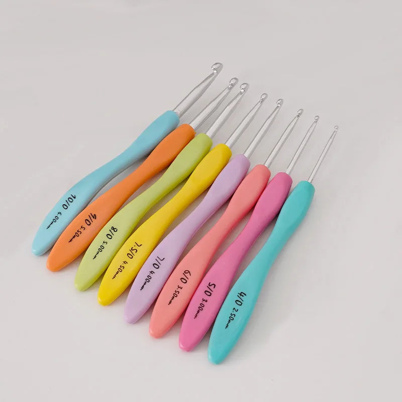 Juego de variados colores y estilos de crochet para tejer, de aluminio, con mango ergonómico