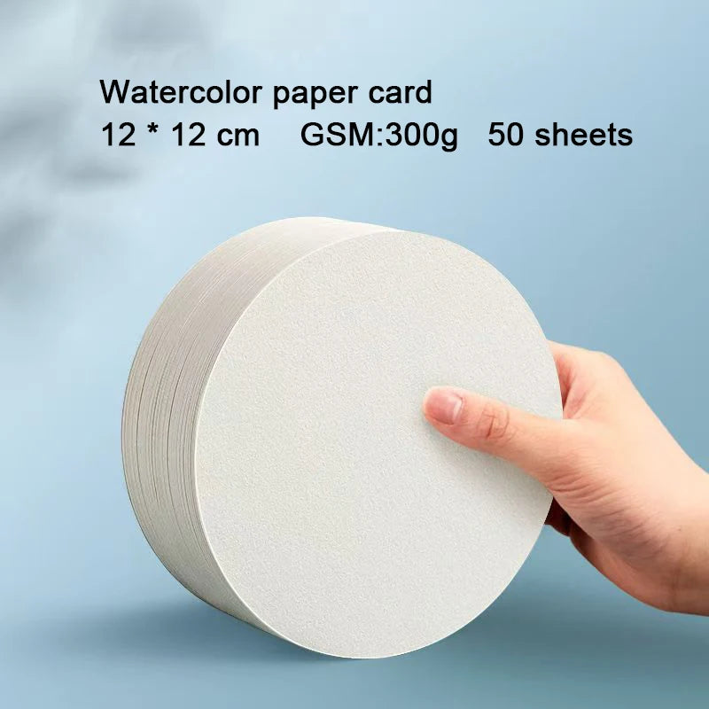 50 Tarjetas de  acuarela, postal gruesa, 300g, cuadrada, redonda, rectangular, mini bocetos