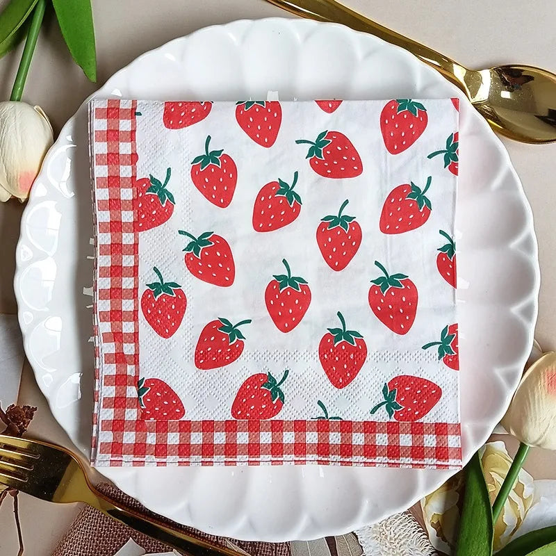 Paquete de 20 Servilletas de Papel con Estampado de Frutas